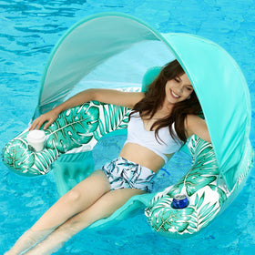 Jasonwell pool float with canopy provides tall shade and a clear pool view.