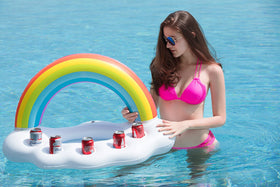 Jasonwell Rainbow Cloud drink holder keeps beverages organized at pool parties.