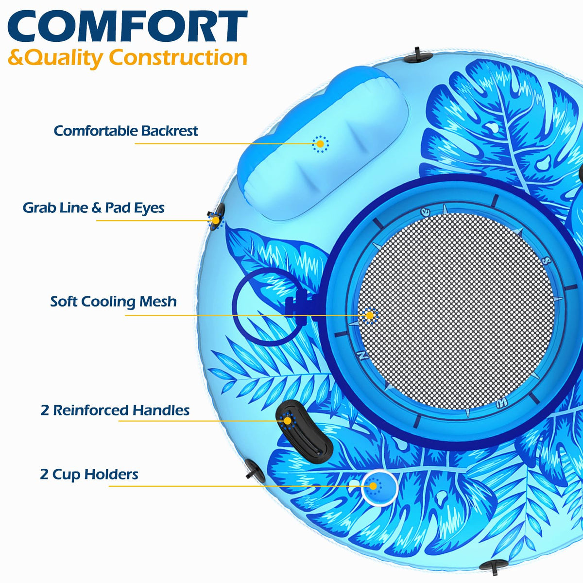 Jasonwell river float has two fast inflation valves for quick setup