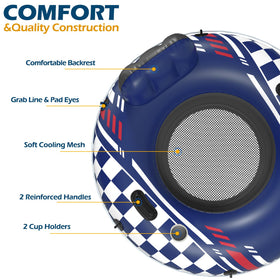 Jasonwell inflatable river tube uses quick air valves for fast setup with an air pump.