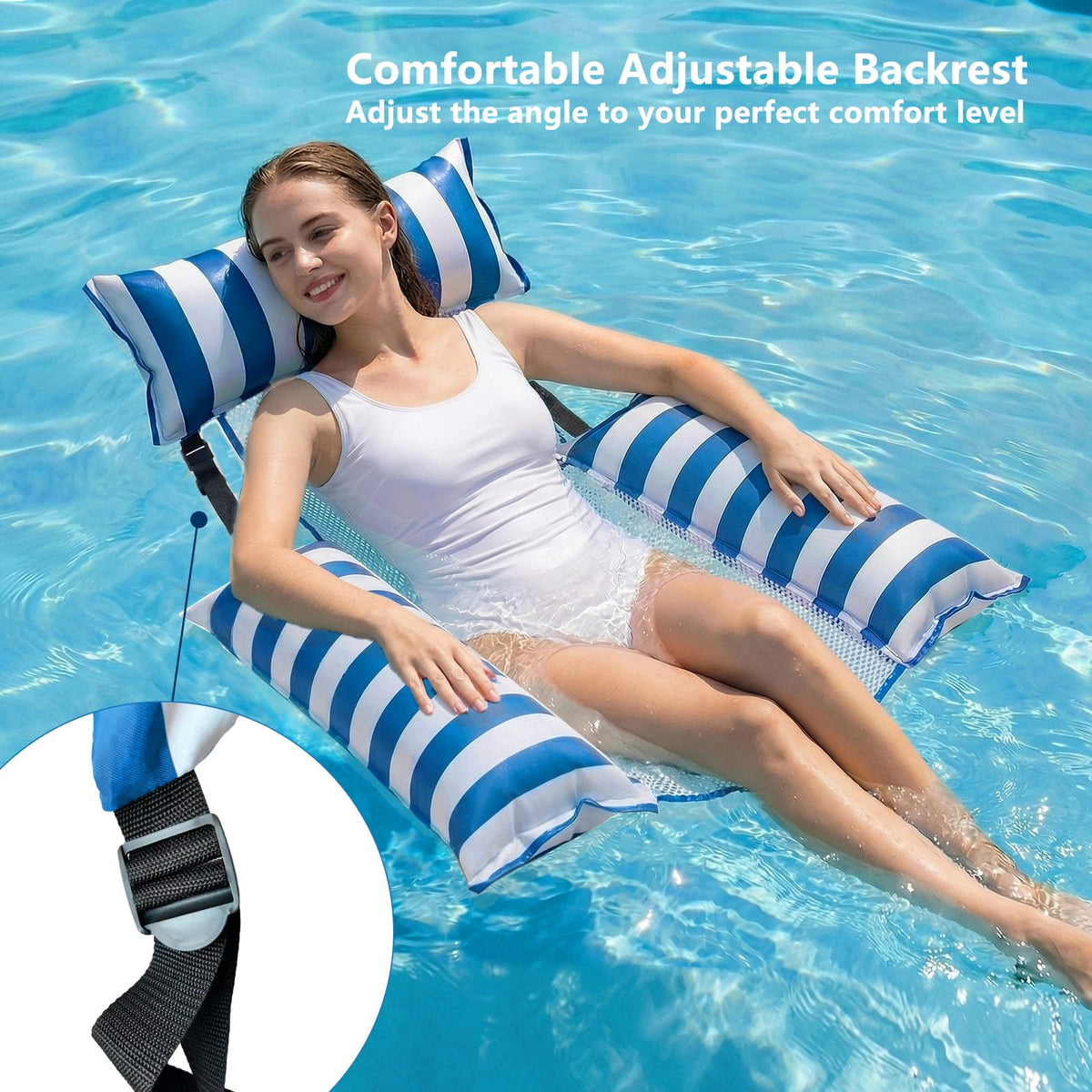 Jasonwell soft fabric cover pool float for premium comfort.