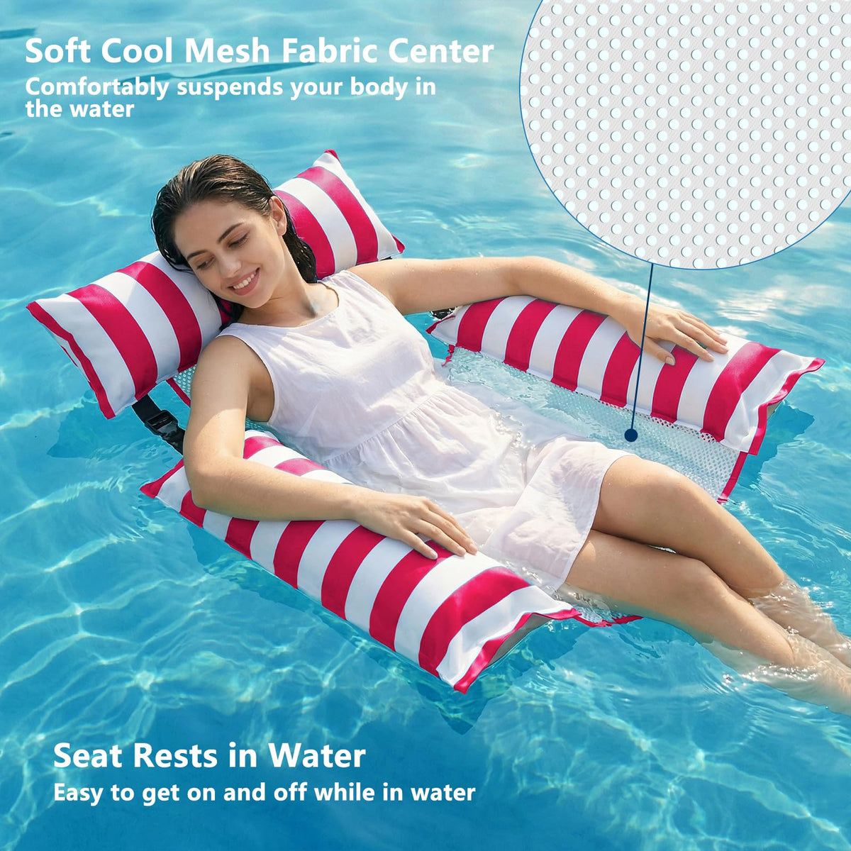 Jasonwell soft fabric cover pool float for premium comfort.