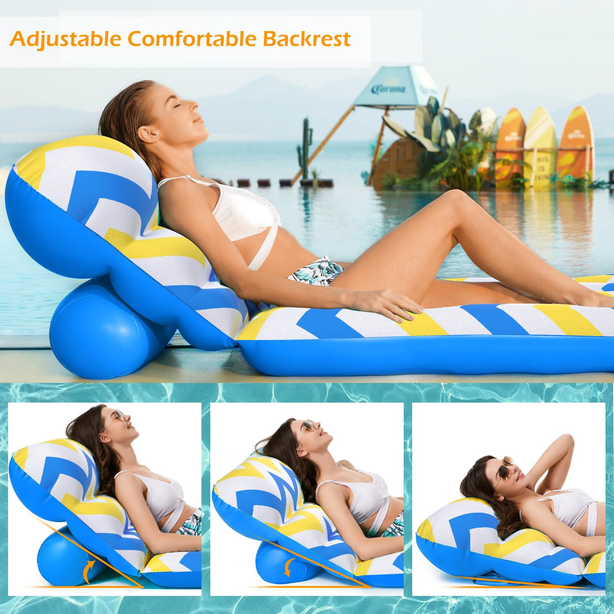 Jasonwell soft flocked fabric pool float delivers cool, non-sticky surface during water fun.