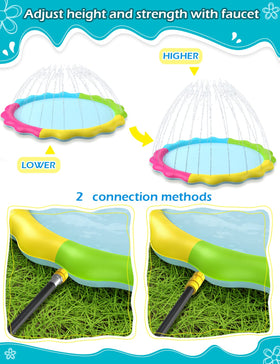 Jasonwell splash pad set up in a backyard for a family activity.