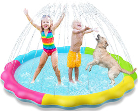 Jasonwell Splash Pad kids playing outdoors on a non-slip surface.