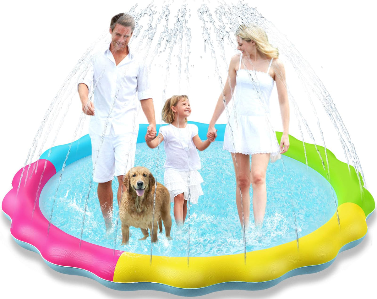 Jasonwell Splash Pad kids playing in backyard splash zone for safe outdoor fun.