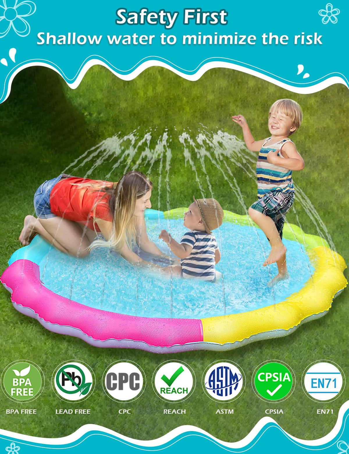 Jasonwell Splash Pad non-slip texture enhances stability for kids and pets.
