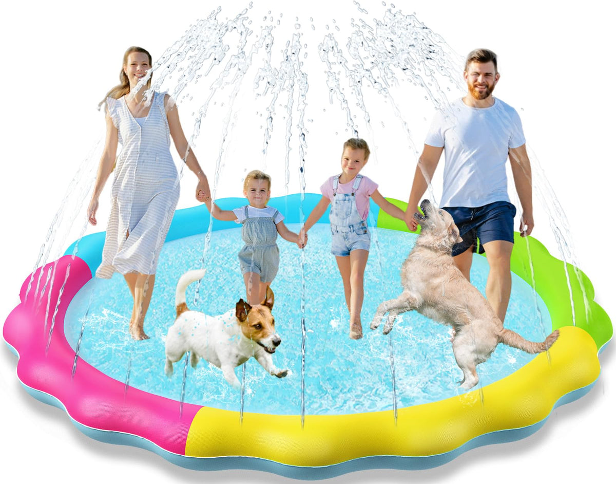Jasonwell Splash Pad Sprinkler in the backyard for safe family fun