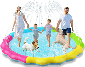 Jasonwell Splash Pad Sprinkler in the backyard for safe family fun