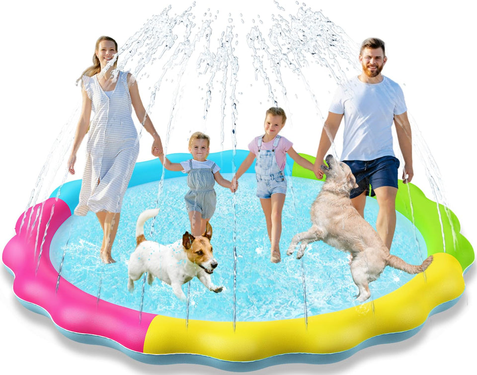 Jasonwell Splash Pad Sprinkler in the backyard for safe family fun