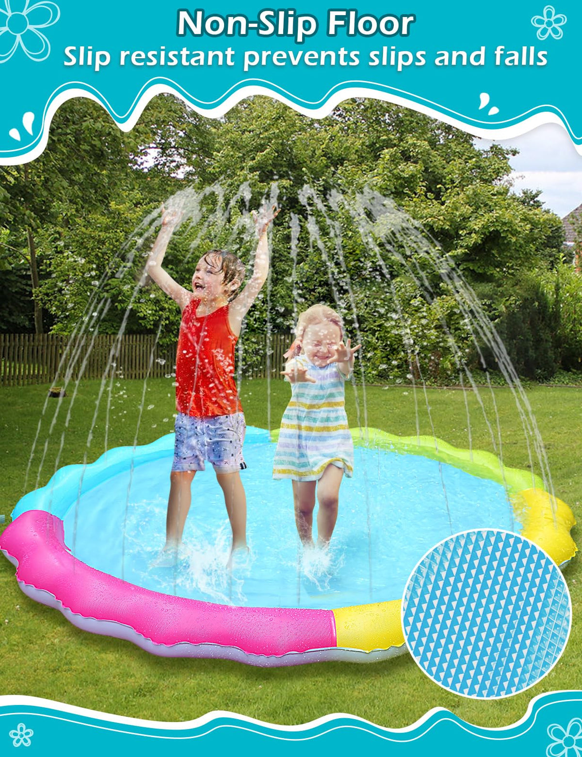 Jasonwell Splash Pad water spray fountain for cooling summer play.
