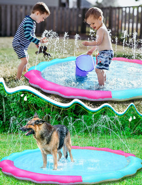 Jasonwell sprinkler pad water fountain feature enhances outdoor fun for pets and kids