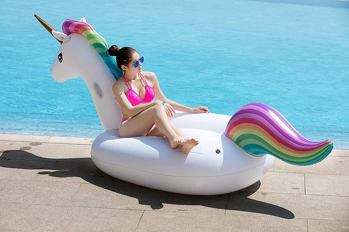 Jasonwell unicorn pool float as a colorful summer party centerpiece