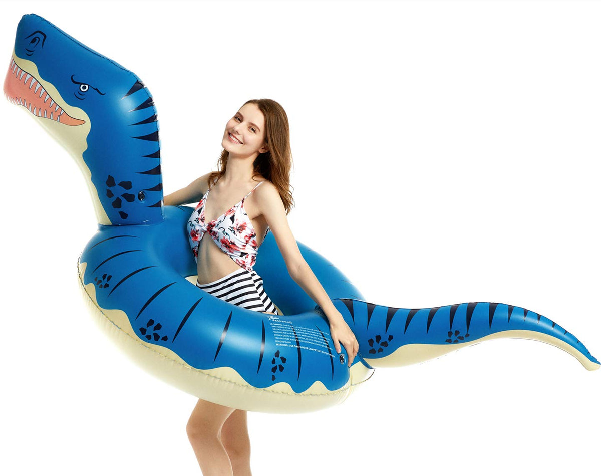 Jasonwell T-Rex pool float family lounge for kids and adults.