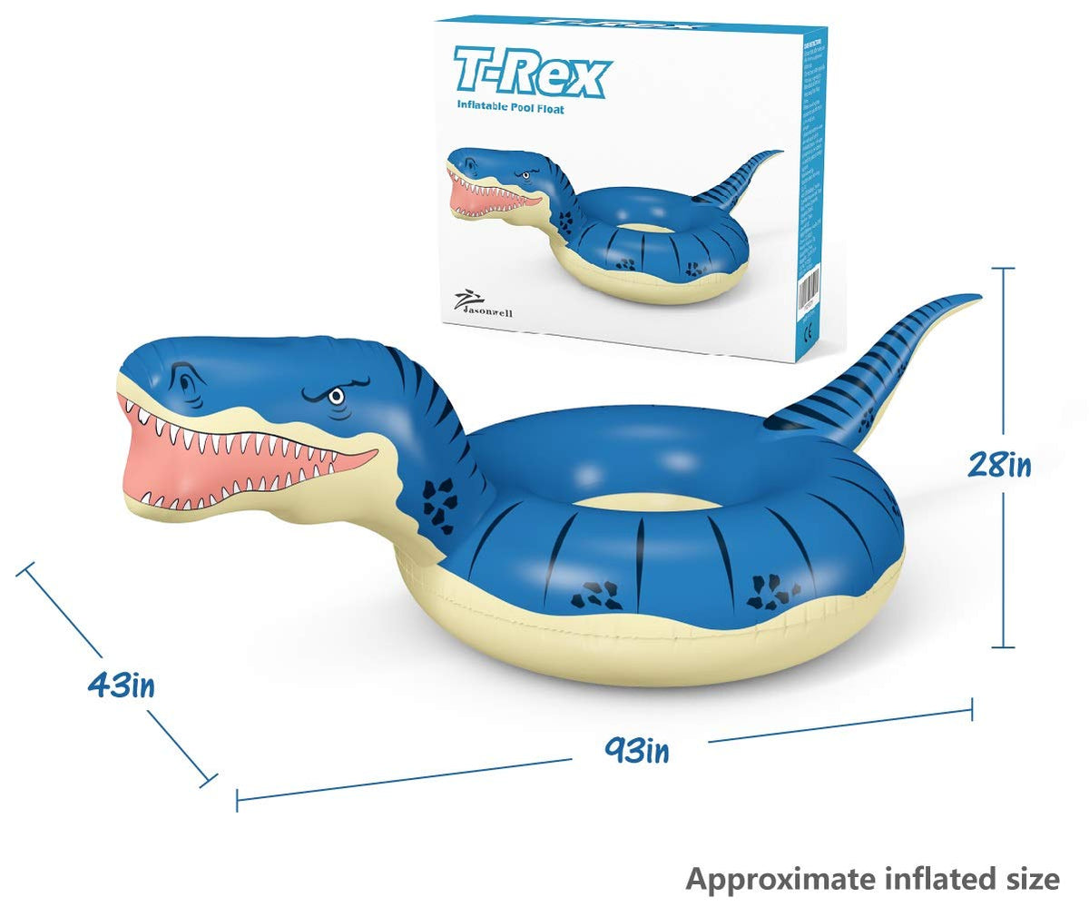 Jasonwell T-Rex pool float party shot for outdoor celebrations.