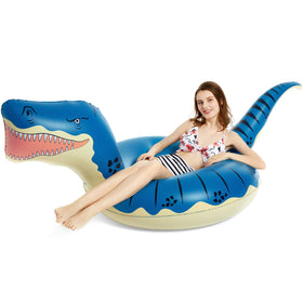 Jasonwell T-Rex pool float side view, 42-inch width for pool fun.