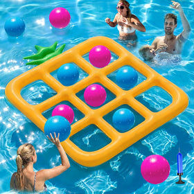 Jasonwell tic-tac-toe board in orange floats in water for lively pool play