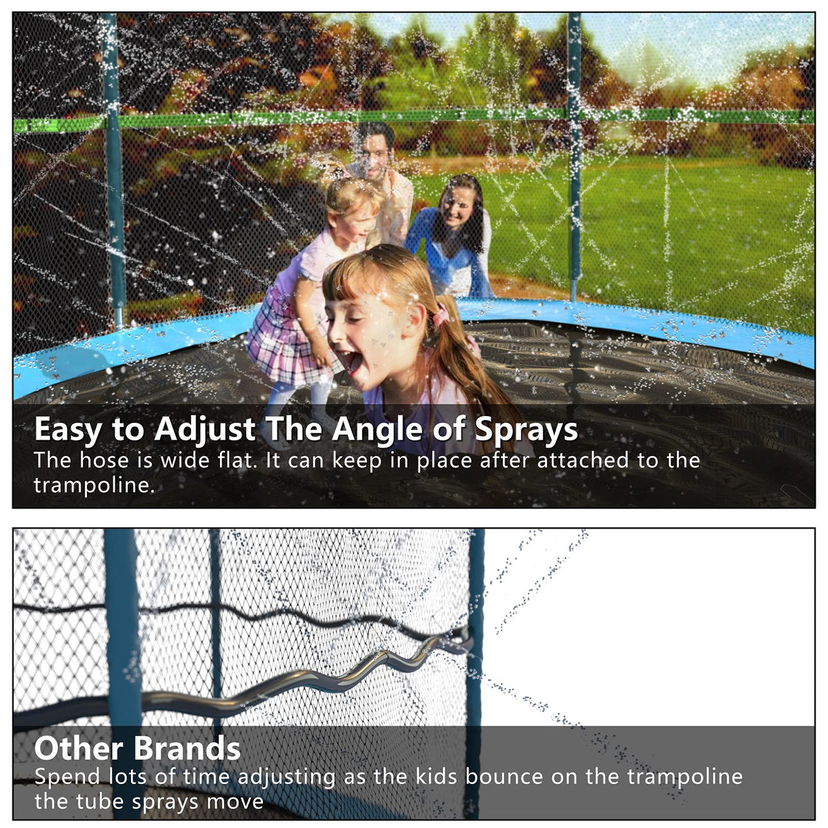 Jasonwell trampoline sprinkler cooling effect lowers surface temperature for refreshing play