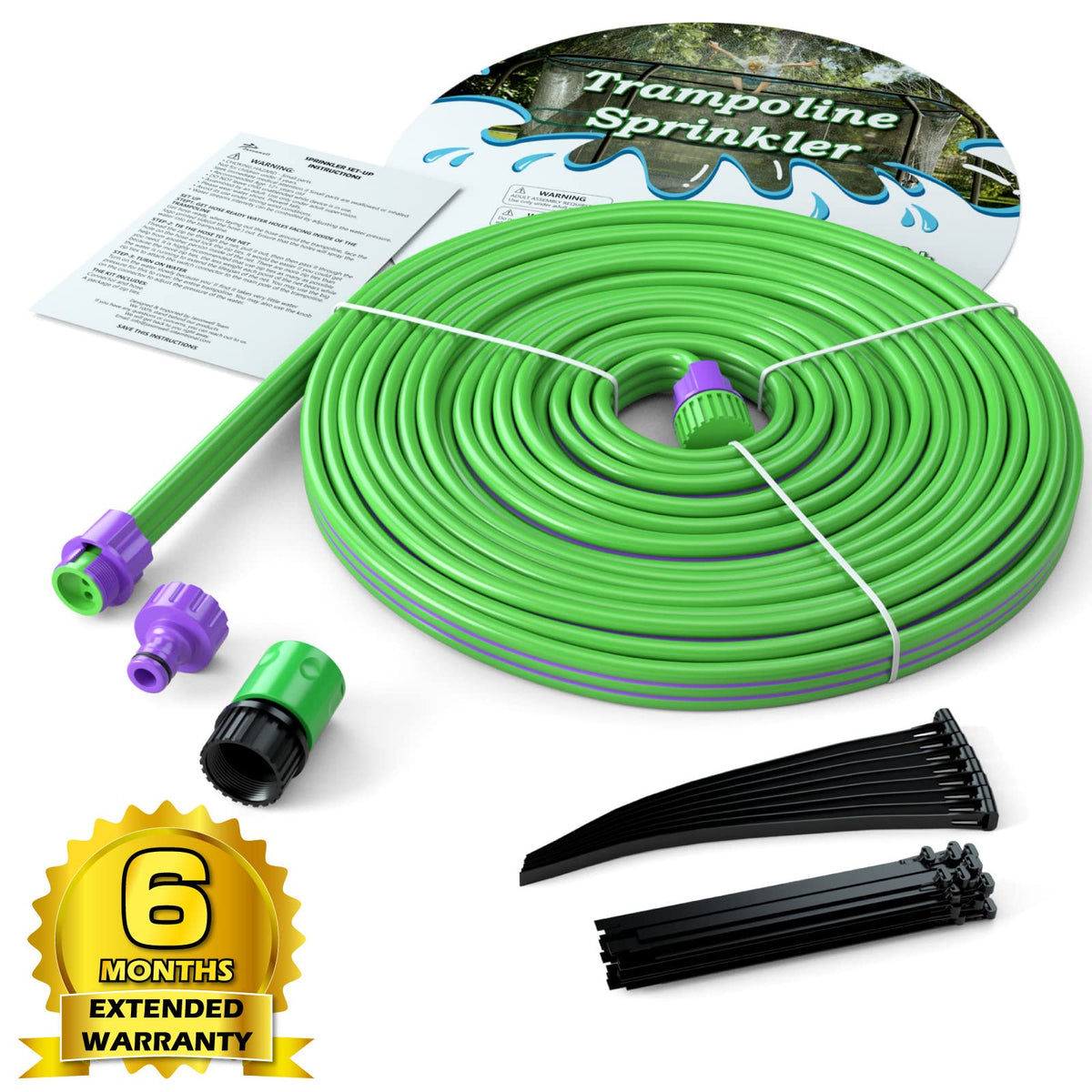 Jasonwell trampoline sprinkler easy install with zip ties saves setup time
