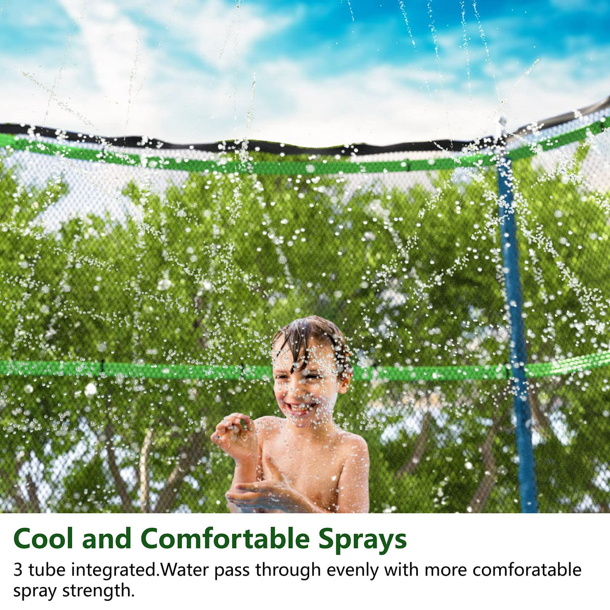 Jasonwell trampoline sprinkler kids playing enjoy water mist and laughter
