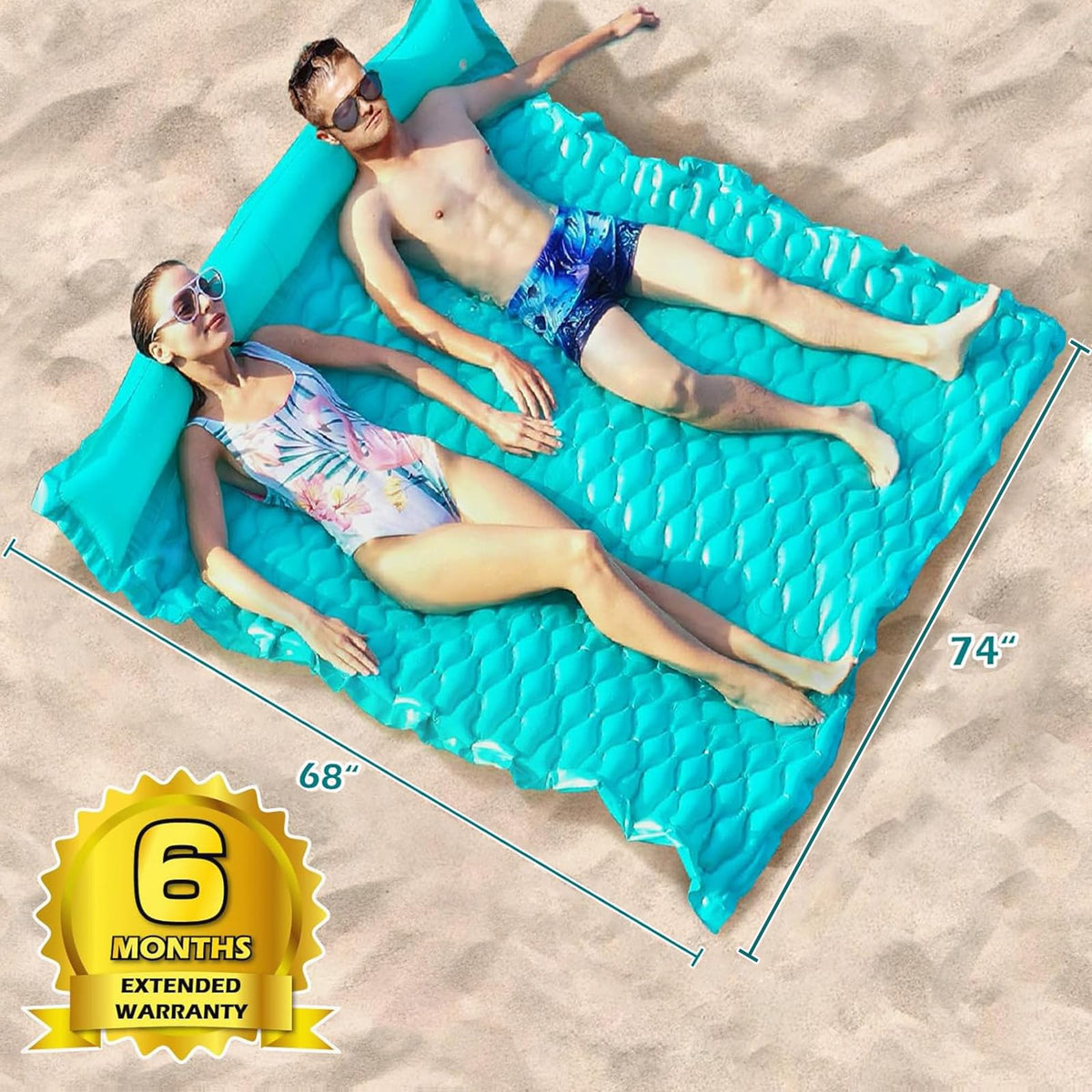Jasonwell two-air-chamber lake mat adds safety and buoyancy on water.