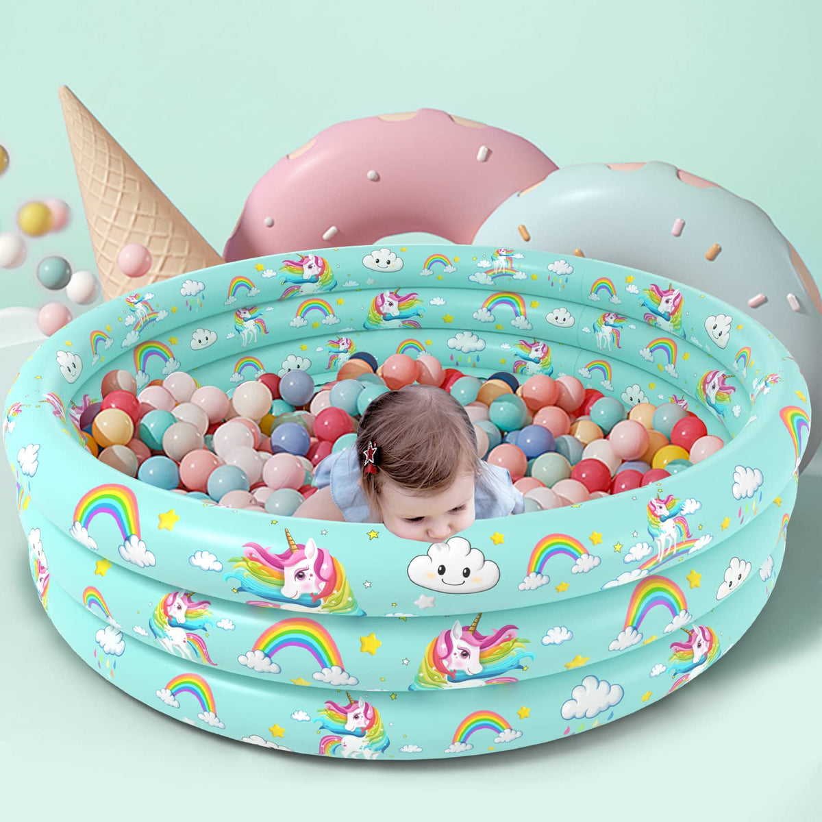 Jasonwell unicorn baby pool doubles as a ball pit or soft play mat.
