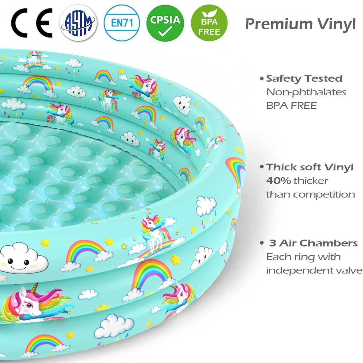 Jasonwell Unicorn Pool bottom cushion provides extra comfort during water play