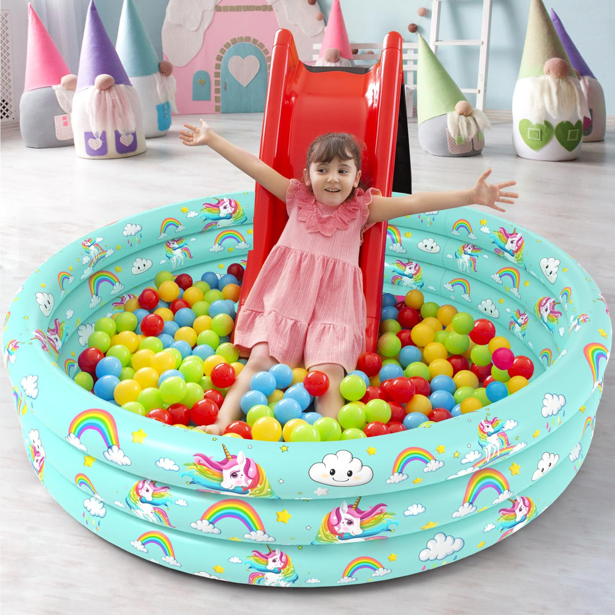 Jasonwell Unicorn Pool is easy to store when deflated for compact storage