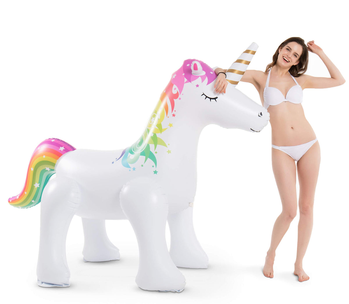 Jasonwell Unicorn Sprinkler horn spray detail for refreshing summer cooling.