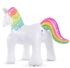 Jasonwell Unicorn Sprinkler included stakes to secure in wind.