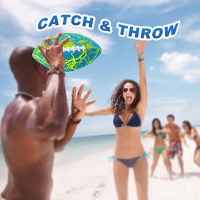 Jasonwell waterproof football used on the beach for dynamic play.