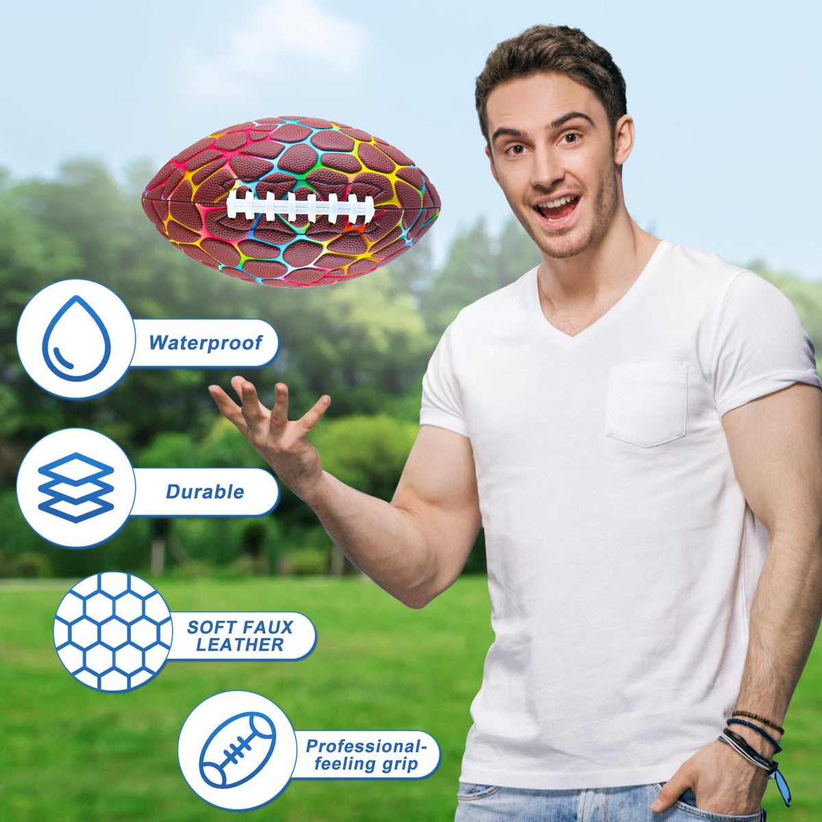 Jasonwell waterproof football with soft faux leather for durable water play