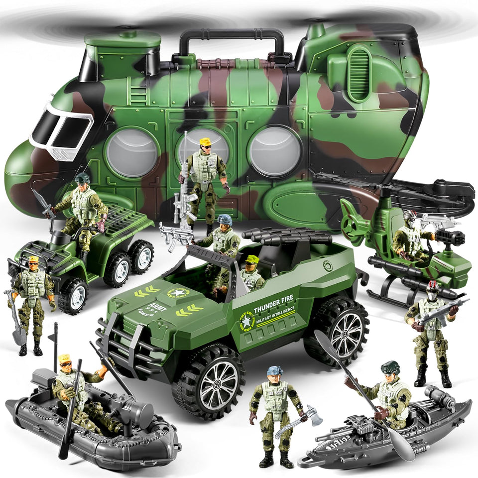 JASSKKBO 56-in-1 army helicopter toy for imaginative play and motor skills