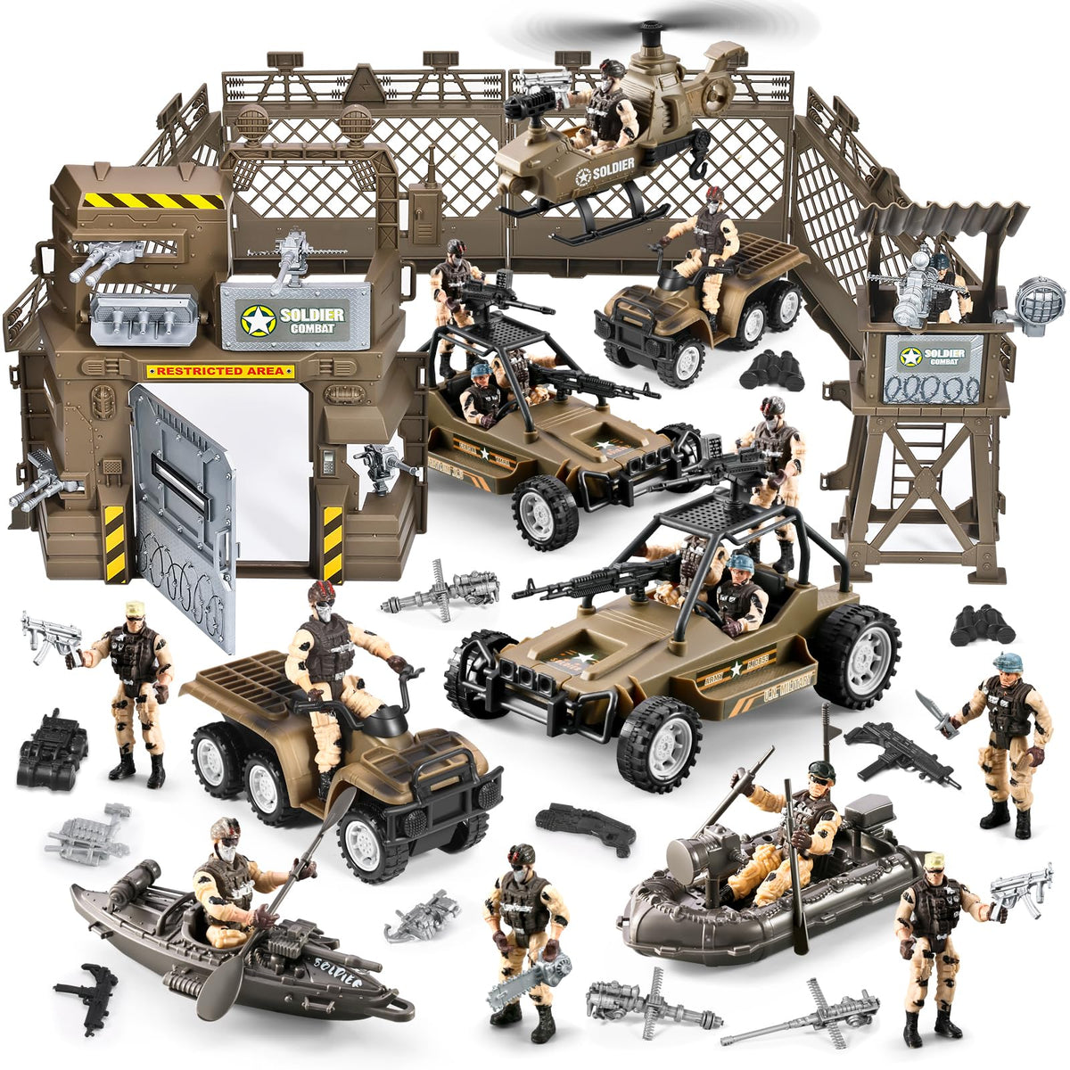JASSKKBO 86-In-1 army base base door scene inspires imaginative play and strategic storytelling
