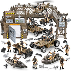 JASSKKBO 86-In-1 army base base door scene inspires imaginative play and strategic storytelling