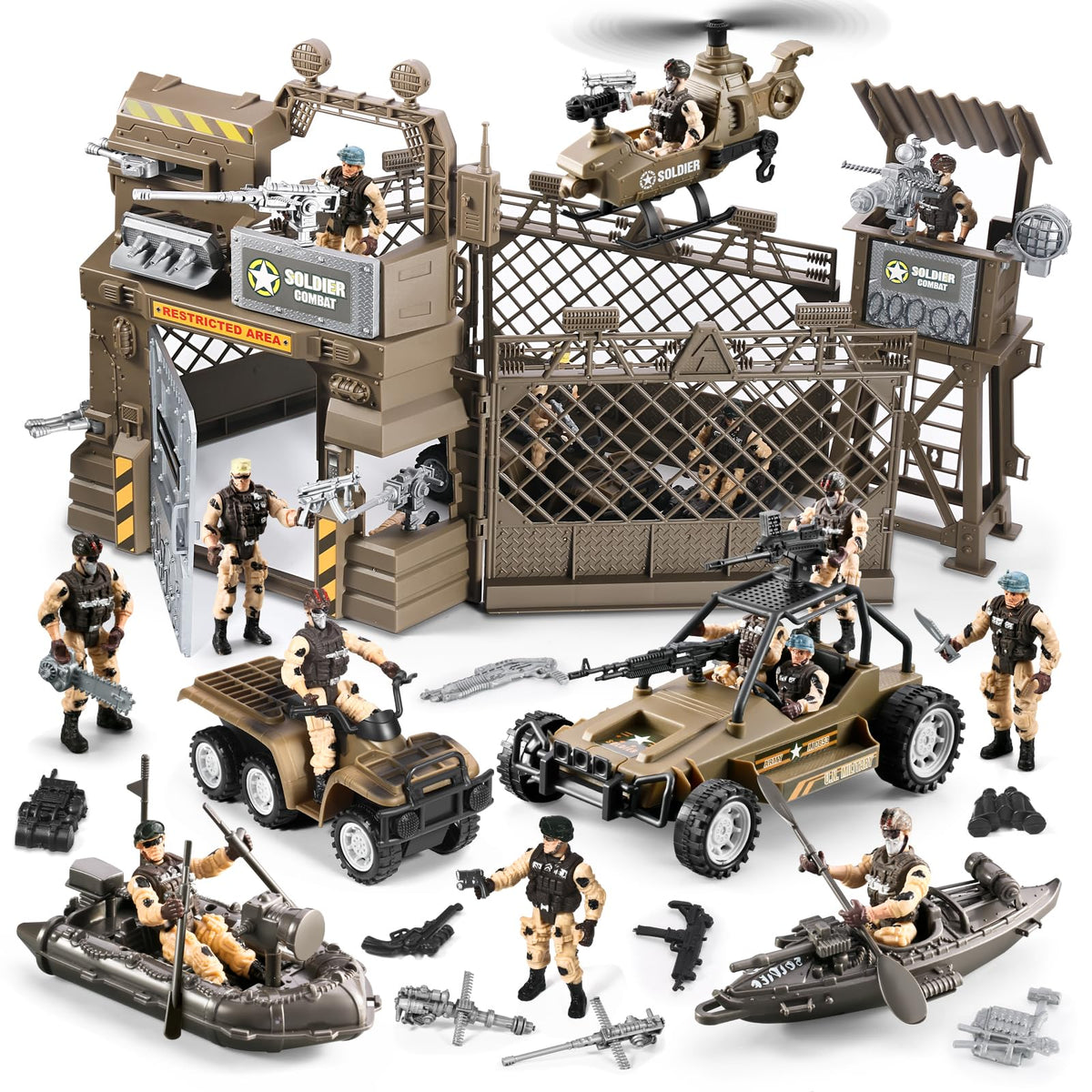 JASSKKBO 86-In-1 army base combat truck fuels action-packed vehicle playtime
