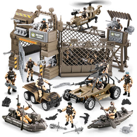 JASSKKBO 86-In-1 army base combat truck fuels action-packed vehicle playtime