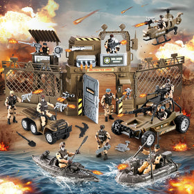 JASSKKBO 86-In-1 army base kayak boat supports river and sea adventures in pretend play