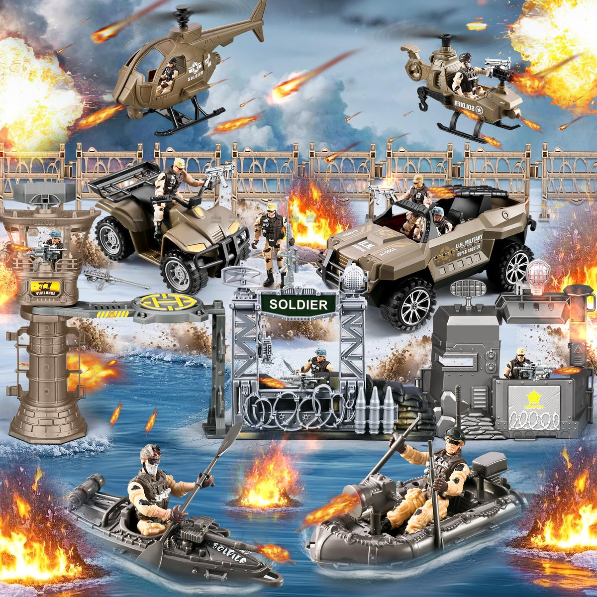 JASSKKBO 88-in-1 army motorcycle image adds speed and on-ground chase ideas.