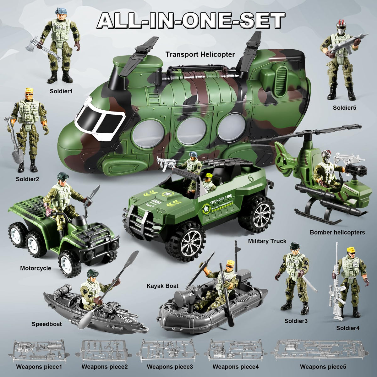 JASSKKBO army men figures 4 inches with camo and poseable options