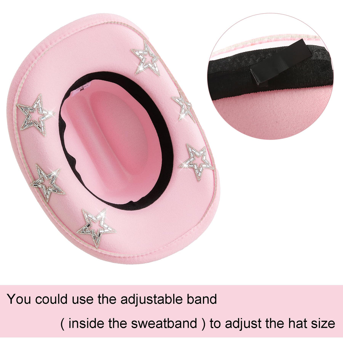 Jastore Kids Cowgirl Hat back view showing adjustable drawstring for secure fit