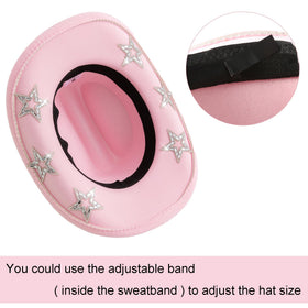 Jastore Kids Cowgirl Hat back view showing adjustable drawstring for secure fit