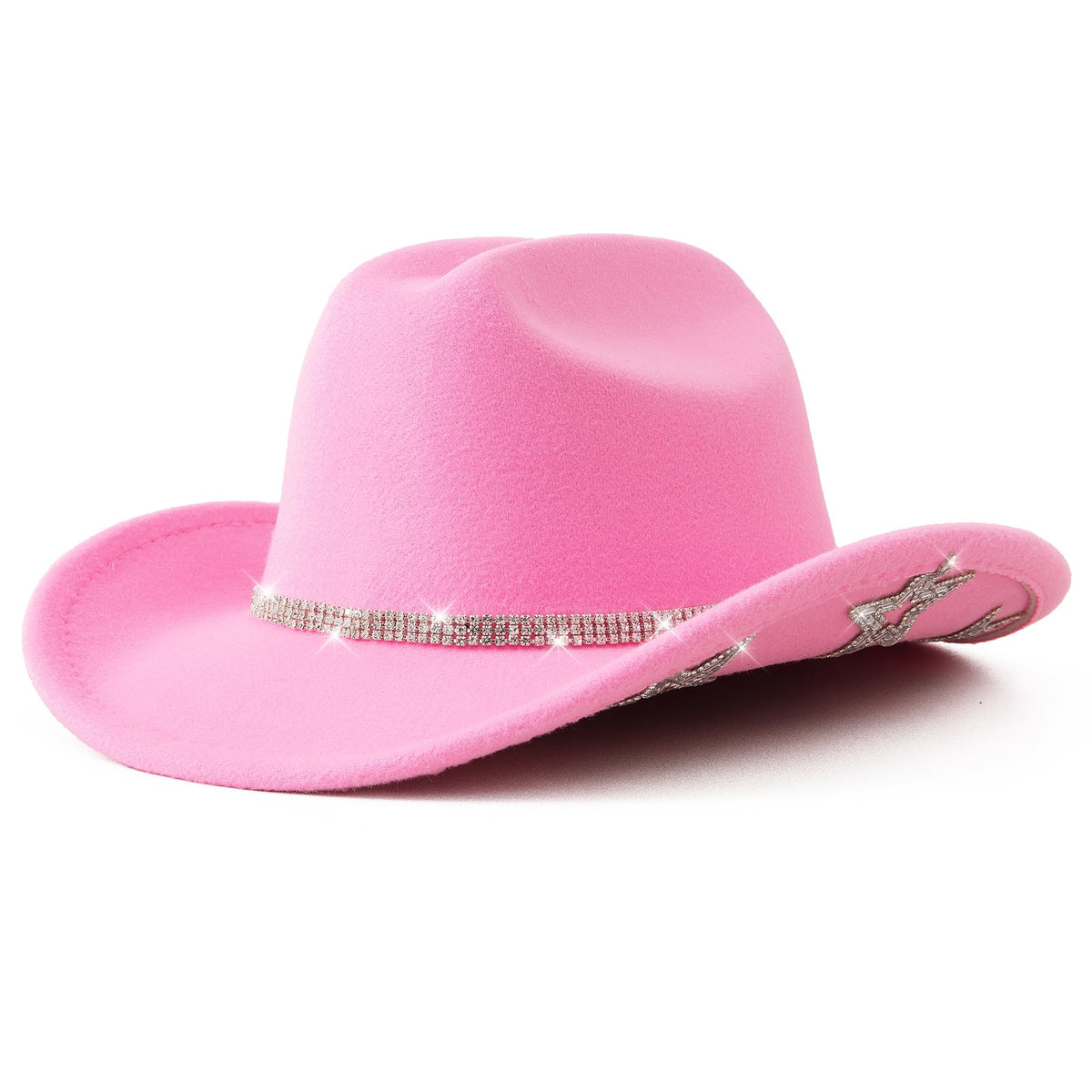 Jastore kids cowgirl hat dark pink side view showing adjustable fit for ages 3-10.