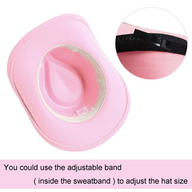 Jastore kids western cowboy hat in light pink for girls and boys at events.