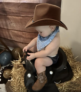 Jastore party-ready western hat pairs with denim outfits for events.