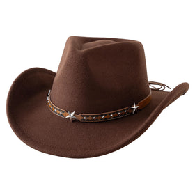 Jastore toddler cowboy hat front view, coffee color, classic silhouette for kids