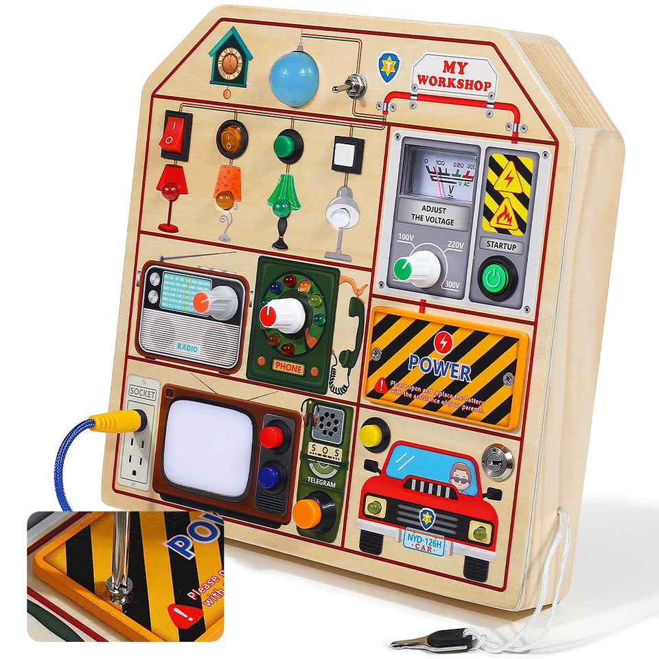 JAUNTY Busy Board LED switches for tactile play and fine motor development