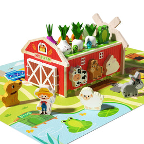 JAUNTY Montessori wooden farm toy promotes hands-on learning and fine motor development.