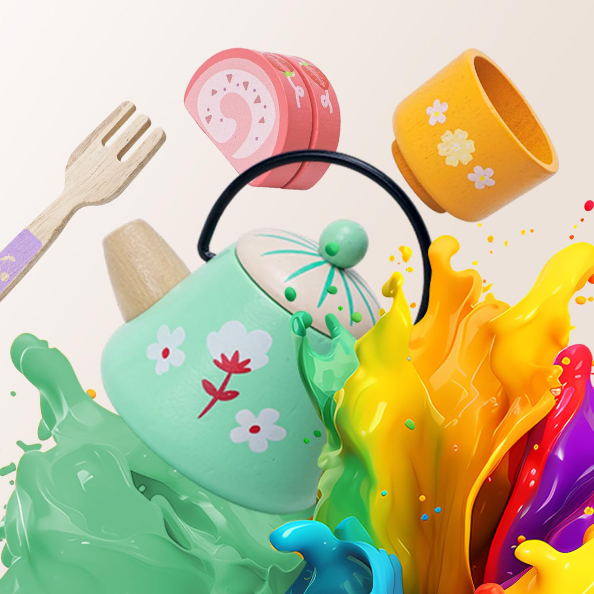 JAUNTY Colorful food and utensil sets for color recognition