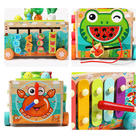 JAUNTY Toddler wooden Montessori fish pond invites pretend fishing